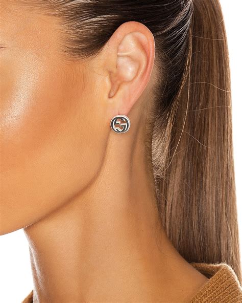 Gucci Interlocking Sterling Silver Stud Earrings 